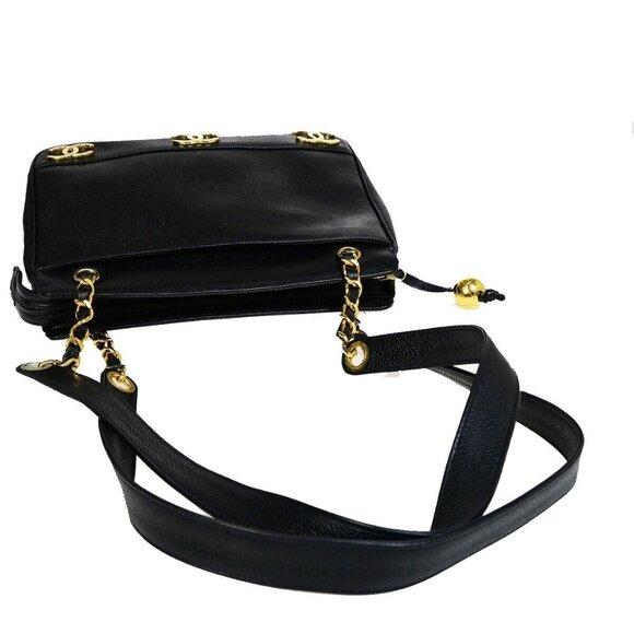 CHANEL Triple CC Logo Chain Shoulder Tote Bag Caviar Leather BK Vintage - Picture 5 of 15